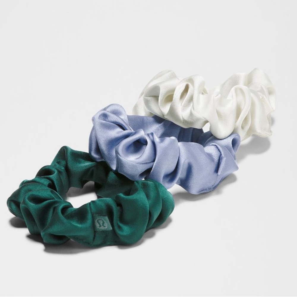 Lululemon Uplifting Satin Scrunchies 3-Pack-Blue Willow/Bone/Storm Teal